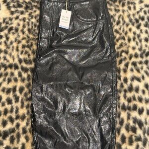 American Eagle Outfitters Black Metallic Pencil Skirt